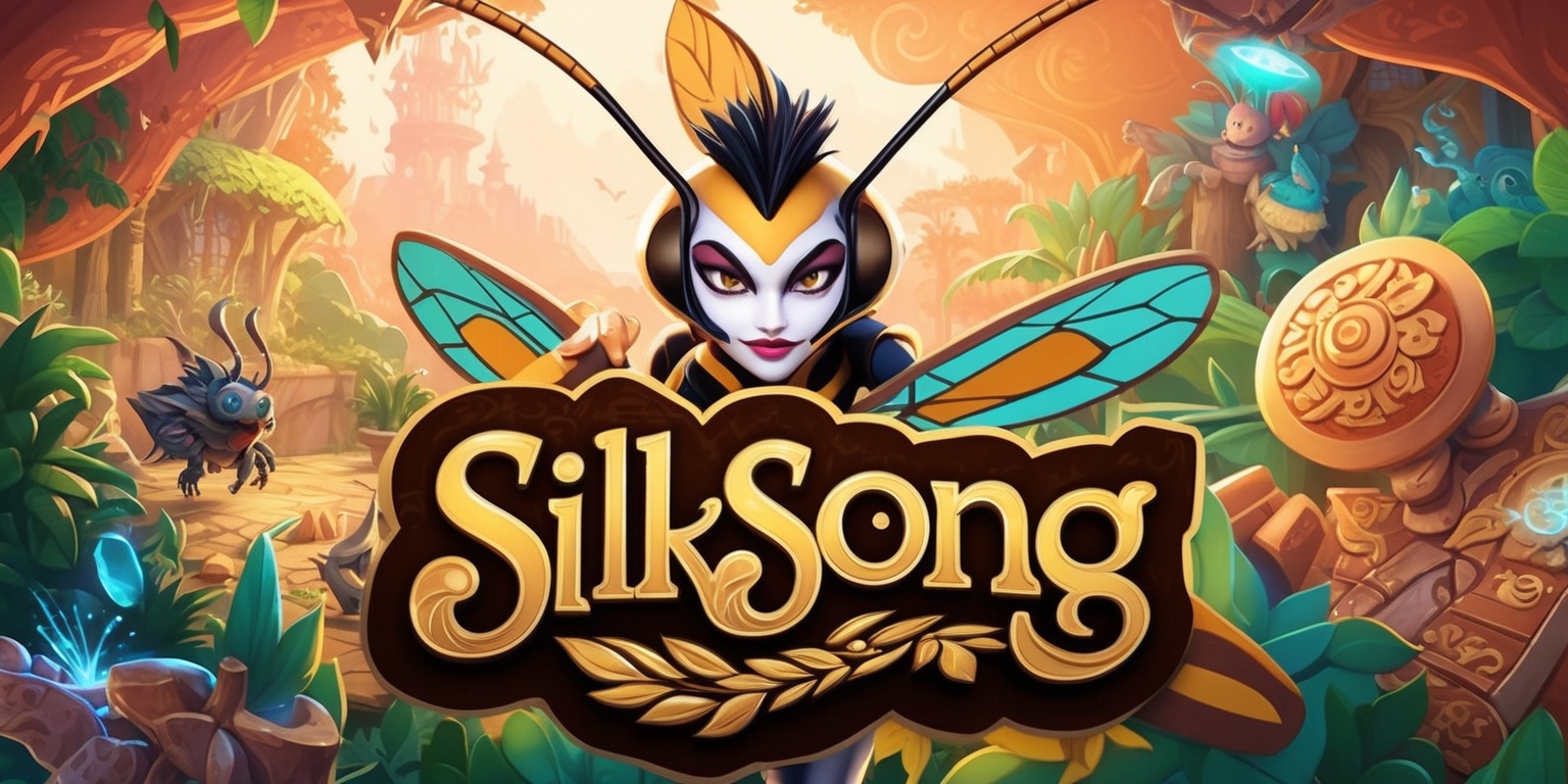 A vibrant and detailed illustration of the Silksong game, featuring a fantastical world with lush environments and intricate character designs, set against a warm and inviting color palette with earthy tones and soft lighting, in a stylized 2D animation style with bold lines and textured patterns, with the protagonist Hornet at the center, having striking facial features, pale skin, and distinctive hair, surrounded by magical creatures and mysterious artifacts, with the game's logo prominently displayed in a elegant, cursive font with golden accents, the overall composition is dynamic and immersive, drawing the viewer into the world of Silksong.